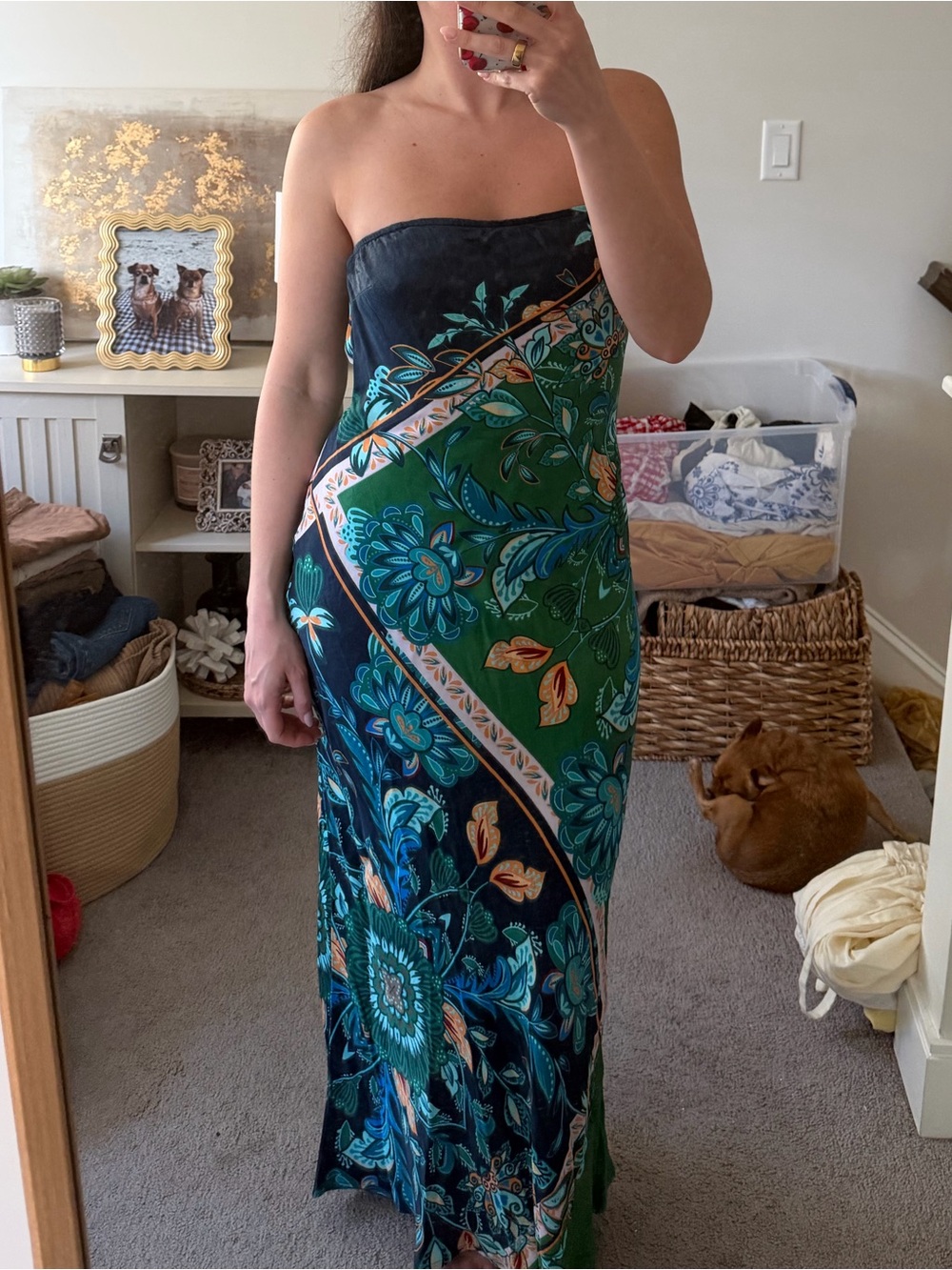 Conditions Apply Chloe Maxi Slip Dress - Green/Blue